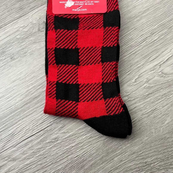 Charter Club Women's Holiday Crew Socks - Moose - Black & Red Buffalo Plaid - Picture 5 of 6